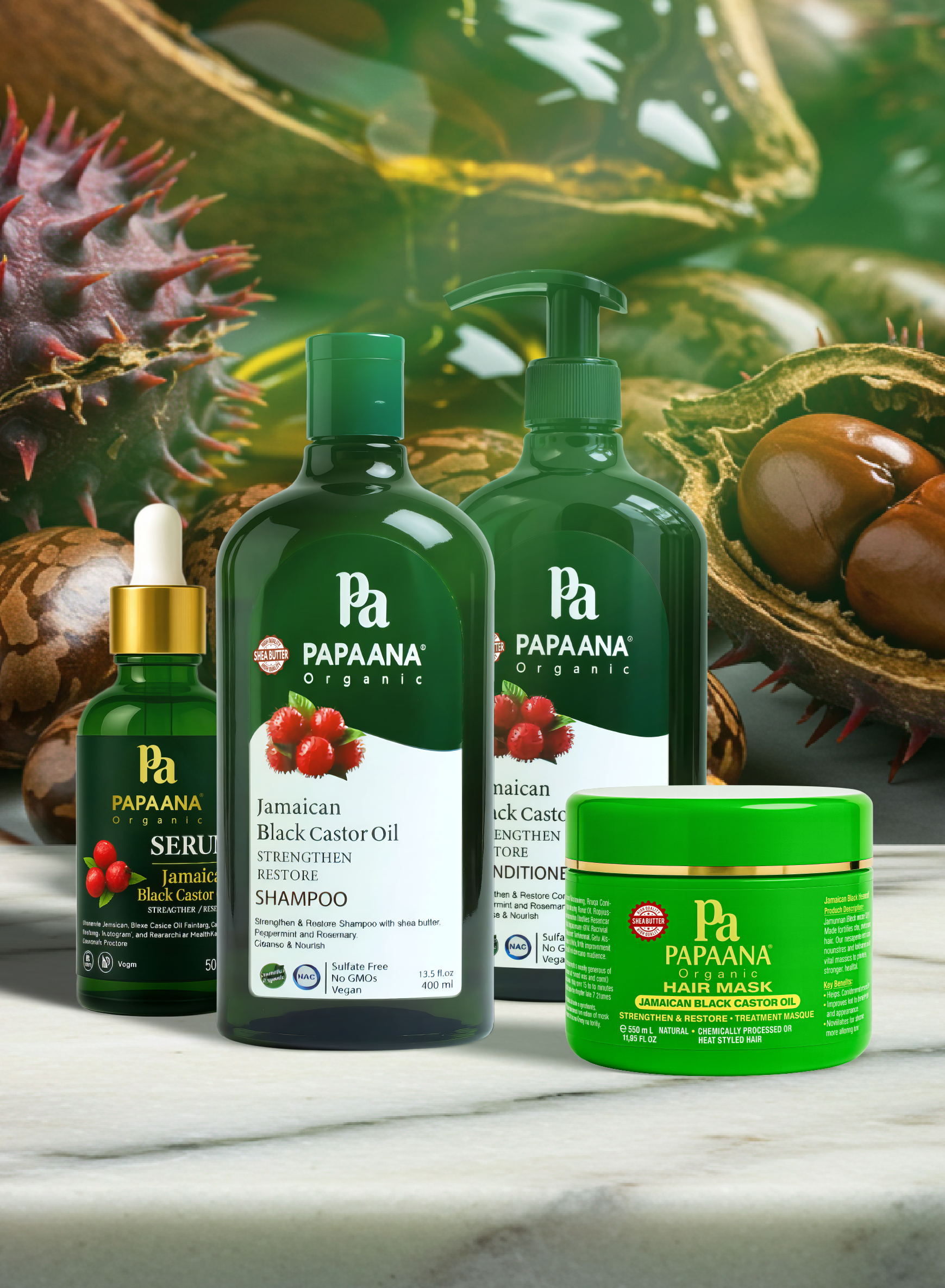 مجموعة قوة زيت الخروع الأسود الجامايكي