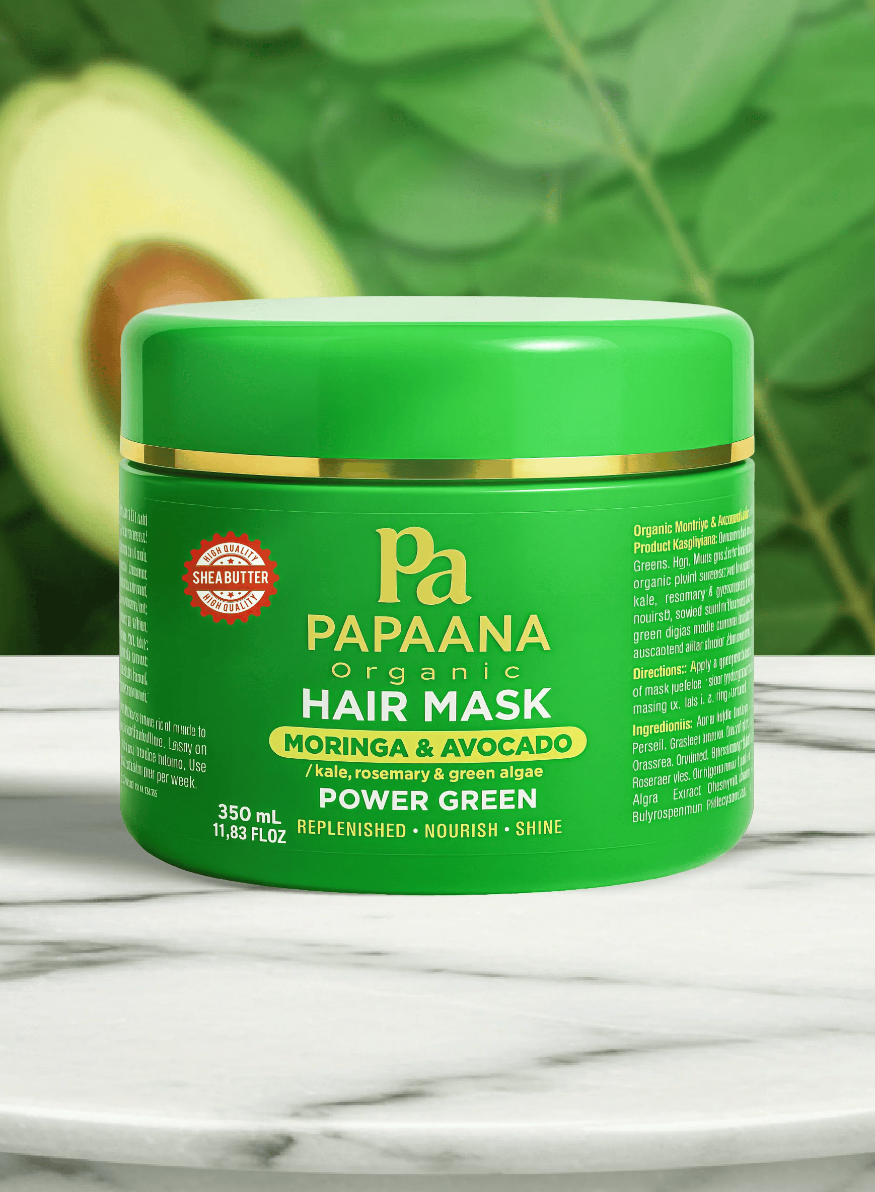 Papaana Moringa & Avocado Hair Mask for organic superfood treatment